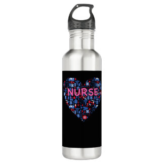 Nurse Heart RN Nurse for Women Inspirational Nurse Stainless Steel Water Bottle
