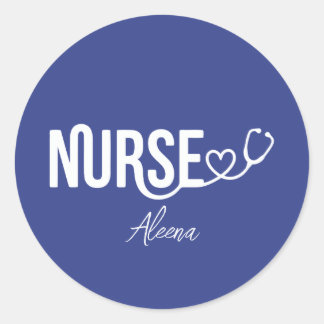 Nurse Heart Stethoscope Minimalist Healthcare Life Classic Round Sticker