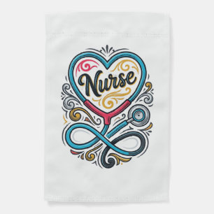 Nurse Heart Stethoscope Vintage Engraving Design_1 Garden Flag