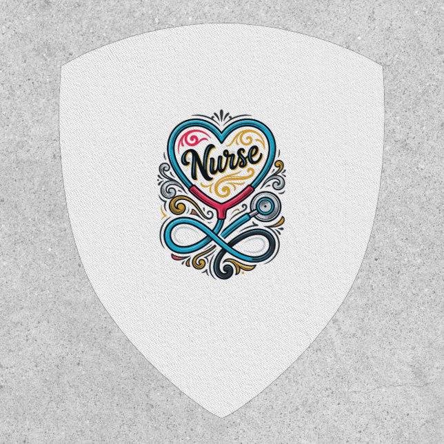 Nurse Heart Stethoscope Vintage Engraving Design_1 Patch (Front)