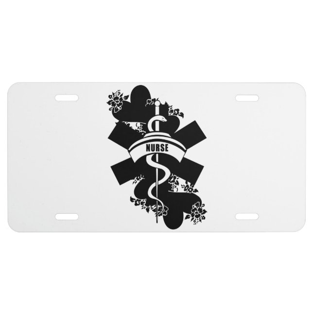 Nurse Heart Tattoo License Plate (Front)