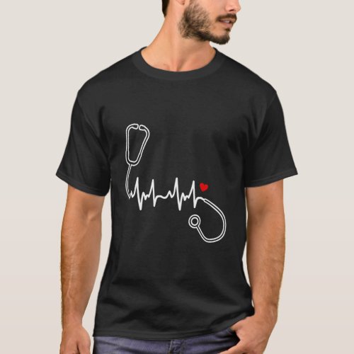 Nurse Heartbeat Nurse Stethoscope He T_Shirt