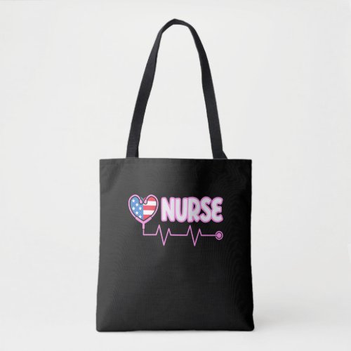 nurse heartbeat usa flag  1 tote bag