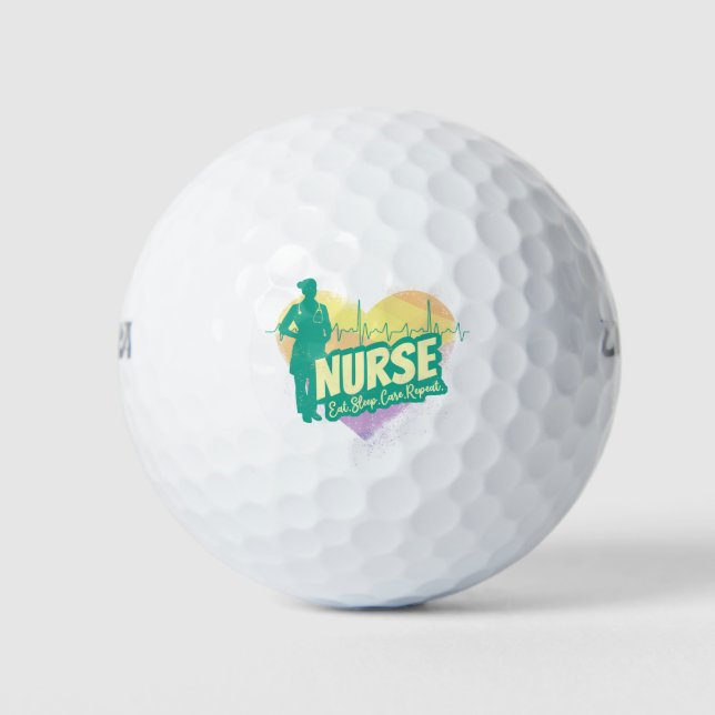 Nurse Heartbeat Vintage Graduation Nursing School Golf Balls (Front)