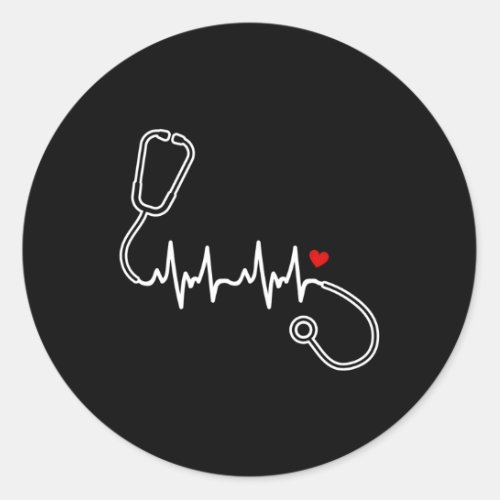 Nurse Hebeat Nurse Stethoscope He Classic Round Sticker