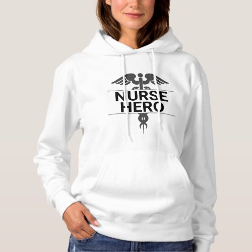 Nurse Hero Grey Medical Caduceus Symbol Hoodie