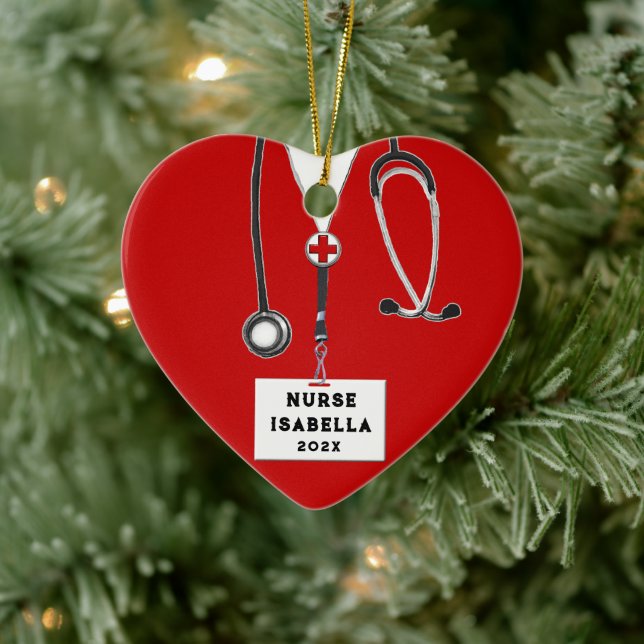Nurse Holiday Gift Ceramic Ornament (Tree)