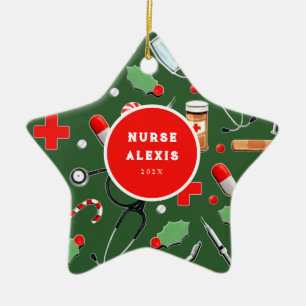Nurse Holiday Gift Ceramic Ornament