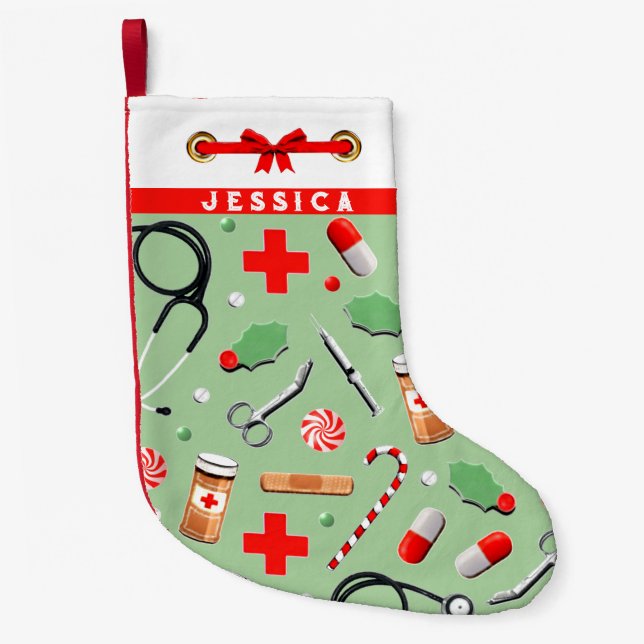 Nurse Holiday Gift Small Christmas Stocking (Front)