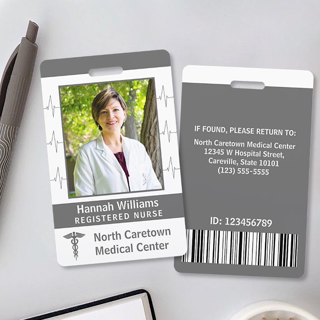 Nurse Hospital Custom Employee Photo Logo Bar Code Badge (Creator Uploaded)