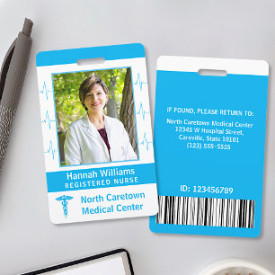 Nurse Hospital Employee Custom Photo Bar Code Logo Badge