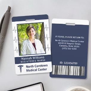 Nurse Hospital Employee Photo Logo Bar Code Custom Badge