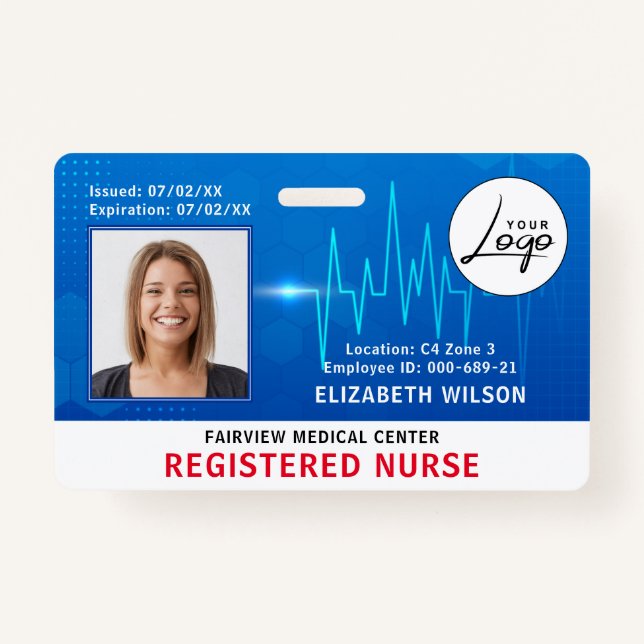 Nurse Hospital Medical Employee Photo ID Badge (Front)