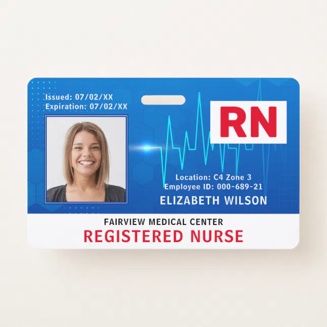 Nurse Hospital Medical Employee Photo ID Badge | Zazzle