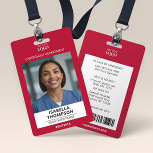 Nurse Hospital Photo ID Crimson Red Badge