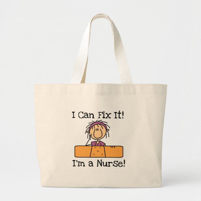 Nurse I Can Fix It T-shirts and Gifts Large Tote Bag (Front)