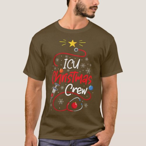 Nurse ICU Christmas Crew Nursing Christmas lights T_Shirt