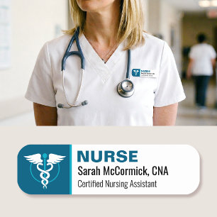 Nurse ID Name Tag Custom Color Logo Employee Teal