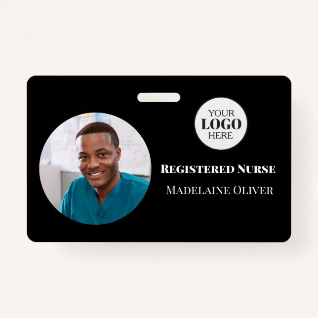 Nurse ID Photo Black Simple Logo Badge (Front)