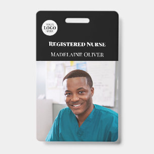 Nurse ID Photo Black Simple Logo Badge