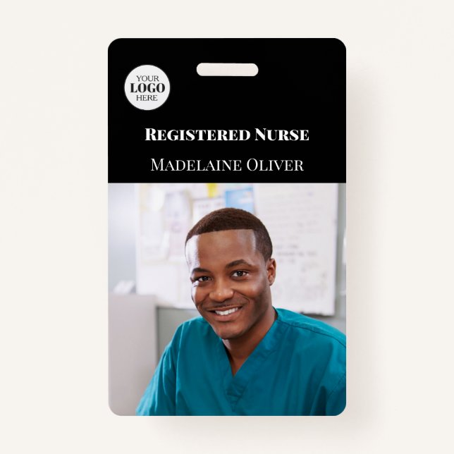 Nurse ID Photo Black Simple Logo Badge (Front)