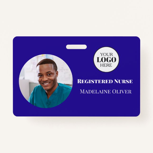 Nurse ID Photo Blue Simple Logo Badge (Front)
