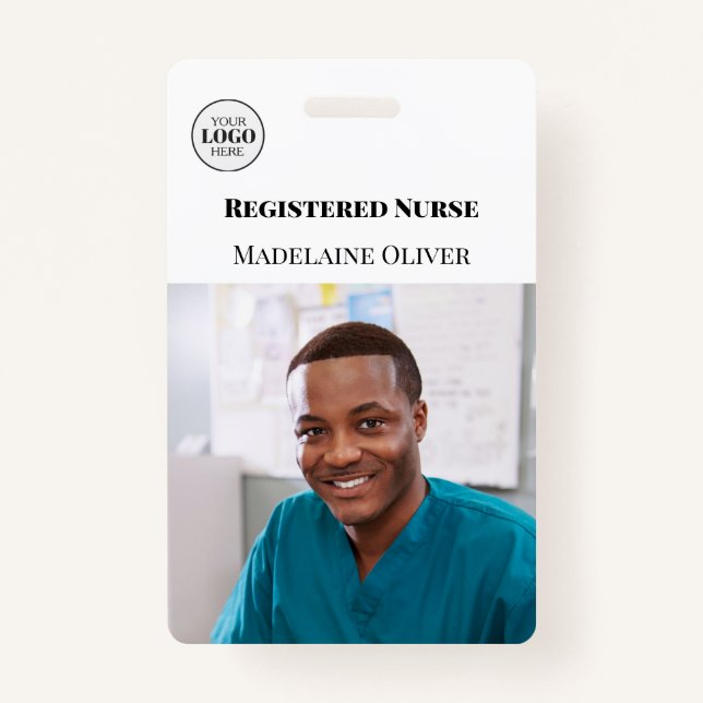 Nurse ID Photo White Simple Logo Badge (Front)