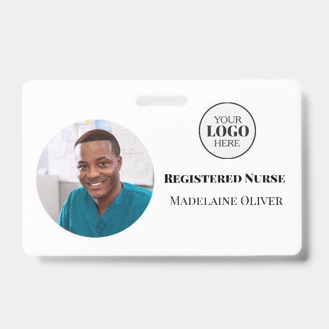 Nurse ID Photo White Simple Logo Badge (Front)