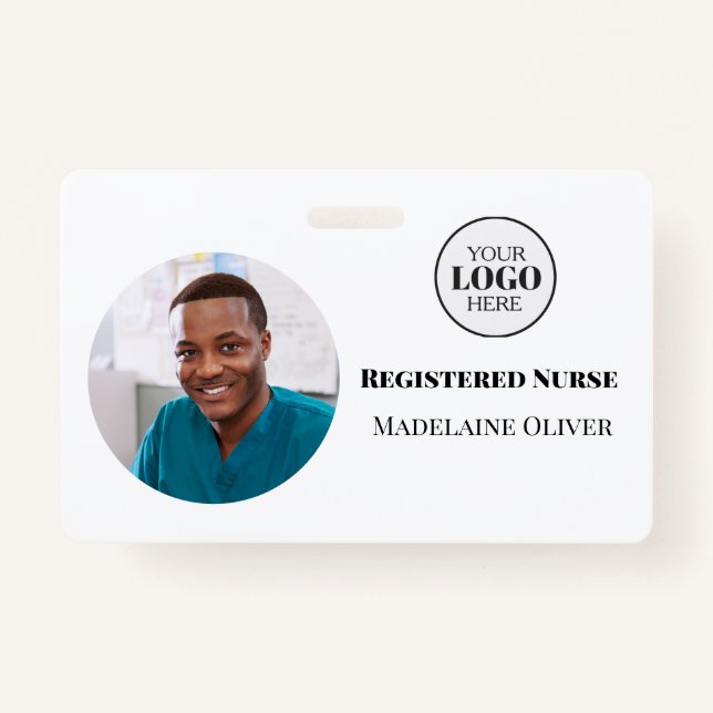 Nurse ID Photo White Simple Logo Badge (Front)