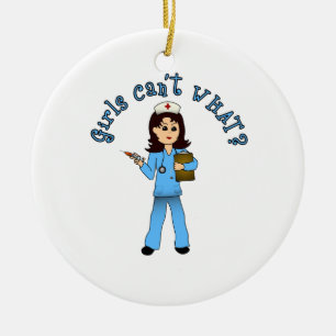 Nurse in Blue Scrubs (Light) Ceramic Ornament