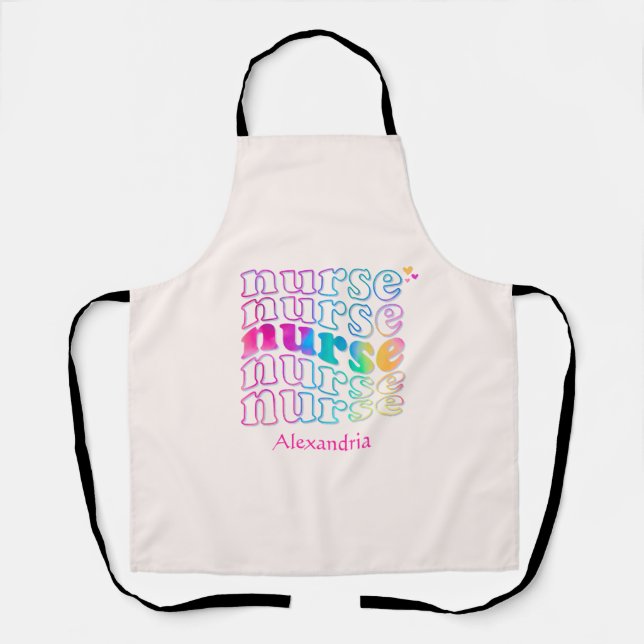 "Nurse" in Elegant Rainbow Colors Apron (Front)