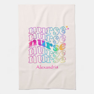"Nurse" in Elegant Rainbow Colors Kitchen Towel