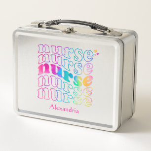 "Nurse" in Elegant Rainbow Colors Metal Lunch Box