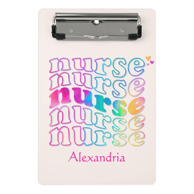 "Nurse" in Elegant Rainbow Colors Mini Clipboard (Front)