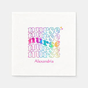"Nurse" in Elegant Rainbow Colors Napkins
