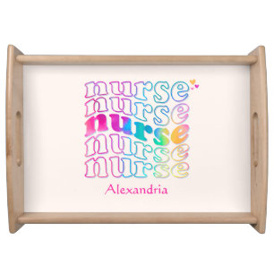 "Nurse" in Elegant Rainbow Colors Serving Tray