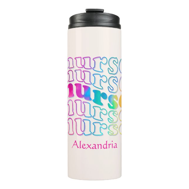 "Nurse" in Elegant Rainbow Colors Thermal Tumbler (Front)