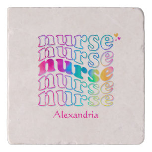"Nurse" in Elegant Rainbow Colors Trivet