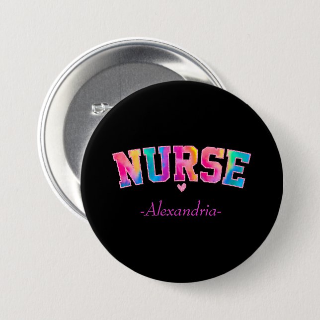 "Nurse" in Elegant Rainbow Colors | Vibrant & Button (Front & Back)