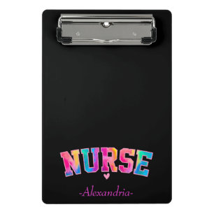 "Nurse" in Elegant Rainbow Colors Vibrant & Mini Clipboard