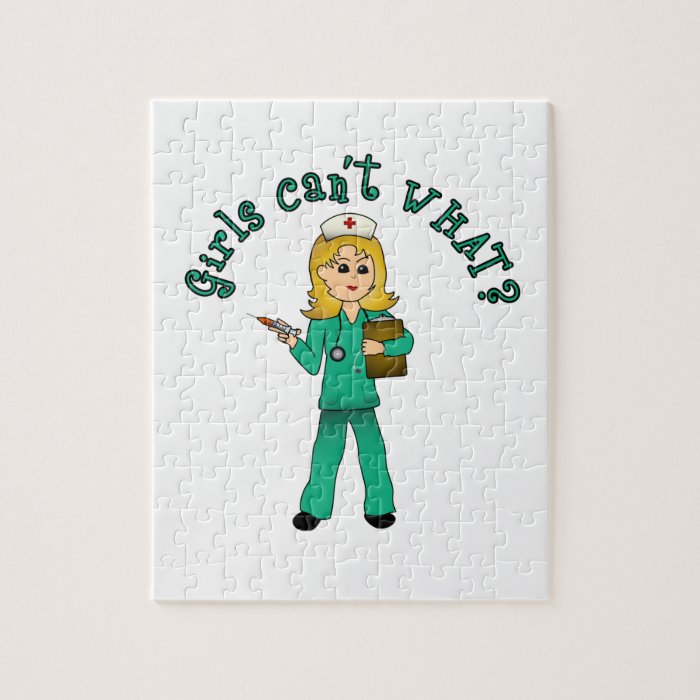 Nurse in Green Scrubs (Blonde) Puzzles