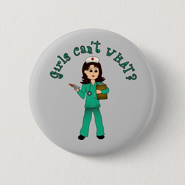 Nurse in Green Scrubs (Light) Button (Front)