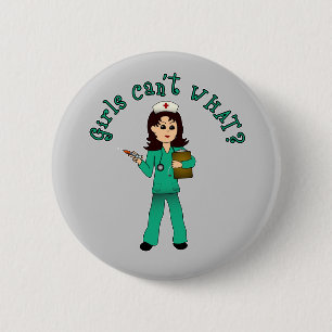Nurse in Green Scrubs (Light) Button
