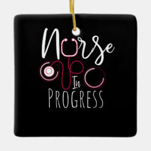 Nurse in progress ceramic ornament