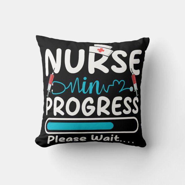 Nurse in Progress Loading Throw Pillow (Front)