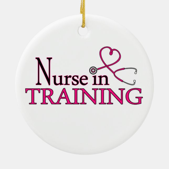 Nurse in Training - Pink Ceramic Ornament (Back)