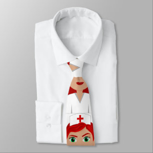 Nurse in Uniform with Red Cross Tie
