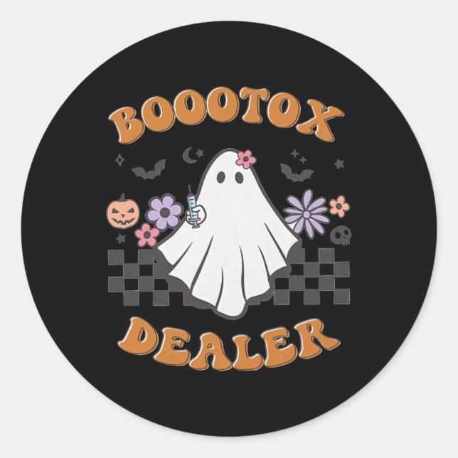 Nurse Injector Halloween Retro Botox Dealer Ghost  Classic Round Sticker (Front)