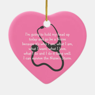 Nurse Inspirational Pink Heart Christmas Gift Ceramic Ornament