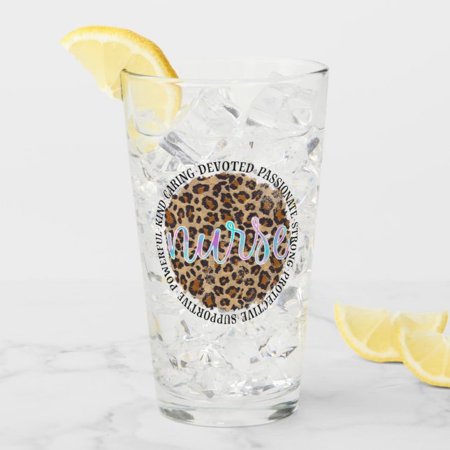 "Nurse" & Inspiring Traits - Leopard Print Glass (Front Ice)